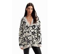 Desigual Pull lettring, Blanc, XL Femme