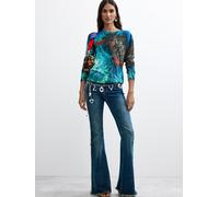 Desigual Pull-over bleu / bleu cyan / marron / émeraude, Taille XL