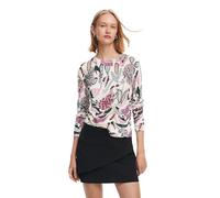 Desigual Pull Plat en Tricot Fin pour Femme Sweat-Shirt, Blanc, Taille