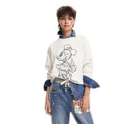 Desigual Pull Plat en Tricot Fin pour Femme Sweat-Shirt, Blanc, Taille