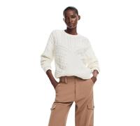 Desigual Pull Plat en Tricot Fin pour Femme Sweat-Shirt, Blanc, XL