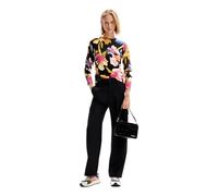 Desigual Pull Plat en Tricot Fin pour Femme Sweat-Shirt, Noir, Taille