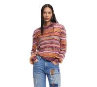 Desigual Pull Plat en Tricot Fin pour Femme Sweat-Shirt, Rouge
