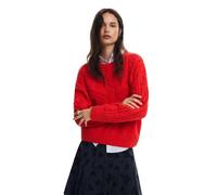 Desigual Pull Plat en Tricot Fin pour Femme Sweat-Shirt, Rouge, Taille