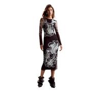 Desigual Reims Lacroix Robe longue ajustée en tulle imprimé abstrait 26SWVK53