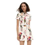 Desigual Robe à Manches Courtes de la Collection pour Femme, Blanc cassé, Taille XL