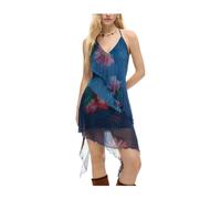 Desigual - Robe à volants cascade et bretelles à col en V - Femme - Robes - Multicolore - Taille: 38 FR