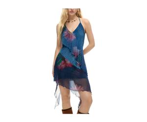 Desigual - Robe à volants cascade et bretelles à col en V - Femme - Robes - Multicolore - Taille: 38 FR