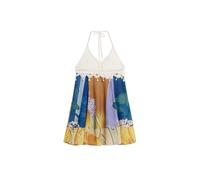 Desigual Robe d’été crème / bleu roi / brocart / jaune pastel, Taille 36