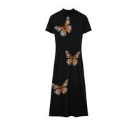 Desigual Robe en Tricot à Manches Courtes pour Femme, Noir, M