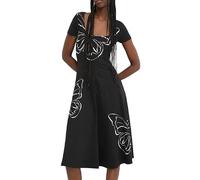 Desigual Robe en Tricot à Manches Courtes pour Femme, Noir, Taille L