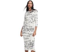 Desigual Robe en Tricot à Manches Longues pour Femme, Blanc, XL