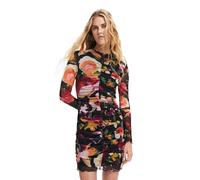 Desigual Robe en Tricot à Manches Longues pour Femme, Noir