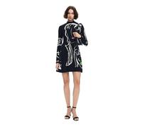 Desigual Robe en Tricot à Manches Longues pour Femme, Noir, Taille