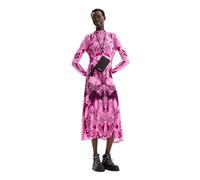 Desigual Robe en Tricot à Manches Longues pour Femme, Rouge, Taille