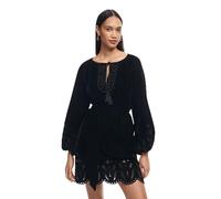 Desigual Robe tissée à Manches 3/4 pour Femme, Noir, Taille