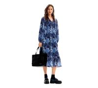 Desigual Robe tissée à Manches Longues pour Femme, Bleu, Taille
