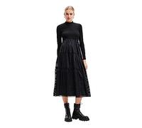 Desigual Woman Woven Dress Long Sleeve Robe, Noir, M Femme