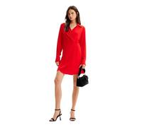 Desigual Robe tissée à Manches Longues pour Femme, Rouge, XL