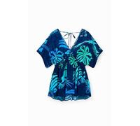 Desigual Robe Tunique Tropicale pour Femme, Bleu, Taille XL