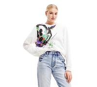 Desigual Sweat_Mickey Arty Pull, Blanc, XL Femme