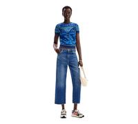 Desigual T- Shirt à Manches Courtes en Tricot pour Femme, Bleu