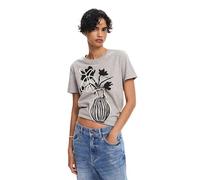Desigual T- Shirt à Manches Courtes en Tricot pour Femme, Noir, XL