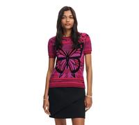 Desigual T- Shirt à Manches Courtes en Tricot pour Femme, Rouge