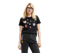 Desigual T- Shirt à Manches Courtes, Noir, Taille L Femme