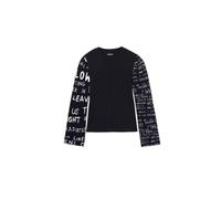 Desigual T- Shirt à Manches Longues en Tricot pour Femme, Noir