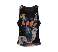 Desigual T-shirt bleu / gris / orange / noir, Taille S