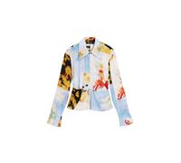 Desigual T-shirt bleu pastel / jaune / rouge / noir, Taille L