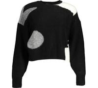 Desigual T-shirt manches longues femme 22WWJF14_NERO_2000 - Pull cropped noir avec détails contrastés et éléments graphiques, col rond : Taille - L Taille : L