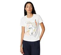 Desigual – T-shirt Vilma Imprimé Manches courtes Col rond Femme Blanc Taille 42 (FR)