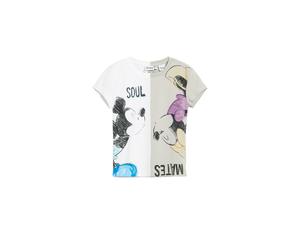 Desigual T-shirt 'Mickey and Minnie Mouse™ kiss' pierre / noir / blanc, Taille M
