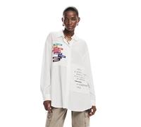 Desigual T- Shirt tissé à Manches Longues pour Femme Blouse, Blanc