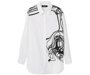 Desigual T- Shirt tissé à Manches Longues pour Femme Blouse, Blanc