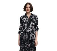 Desigual T- Shirt tissé à Manches Longues pour Femme Blouse, Noir, Taille