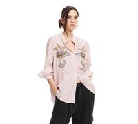 Desigual T- Shirt tissé à Manches Longues pour Femme Blouse, Rouge