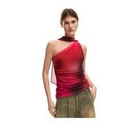 Desigual - Top Asymétrique Sans Manches - Femme - Tops - Rouge - Taille: 42 FR
