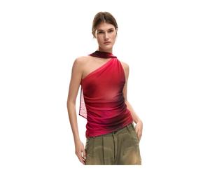 Desigual - Top Asymétrique Sans Manches - Femme - Tops - Rouge - Taille: 42 FR