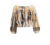 Desigual - Top Chic Beige à Manches Longues avec Contrastes - Femme - Blouses et Chemises - Multicolore - Taille: 46 FR