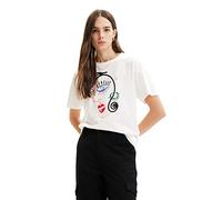 Desigual TS_Face 1000 T-Shirt, Blanc, Taille L Femmes