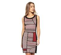 Desigual Vest_Damara - Robe Trapèze Pattern_Name Manches Courtes - Femme - Noir (Negro 2000) - 32 (Taille Fabricant: XS)