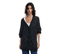 Desigual Veste épaisse en Tricot Plat pour Femme Sweat-Shirt, Noir
