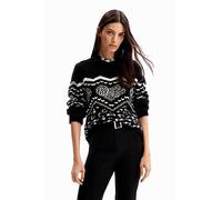 Desigual Woman Flat Knit Thick Gauge Pullover Pull, Noir, XL Femme