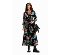 Desigual Woman Woven Dress 3/4 Sleeve Robe, Noir, XX-Large Femme