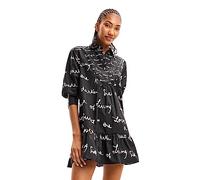 Desigual Woman Woven Dress Long Sleeve Robe, Noir, XL Femmes