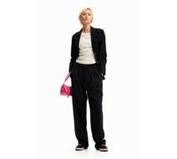 Desigual Woman Woven Long Trousers Pantalon décontracté, Noir, Taille L Femme