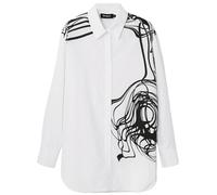 Desigual Woman Woven Shirt à Manches Longues Blanc Large pour Femme, Blanc, L